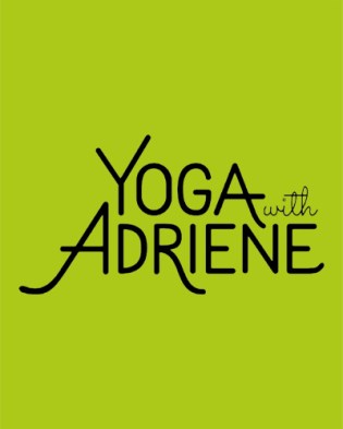Hình ảnh Yoga với logo Adriene trên nền xanh nhạt